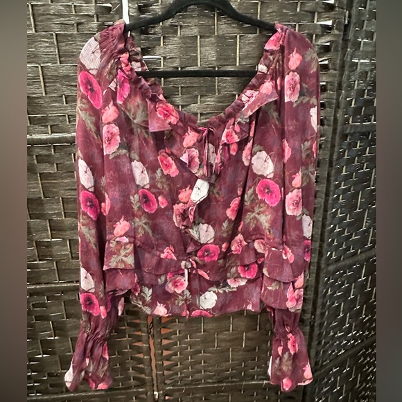 PAIGE Tops - *EUC*LIKE NEW*Sz XL* PAIGE* Lanea Floral Ruffle Peplum Silk Top